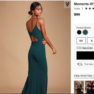 Lulus NWT Forest Green Backless Mermaid Maxi Dress